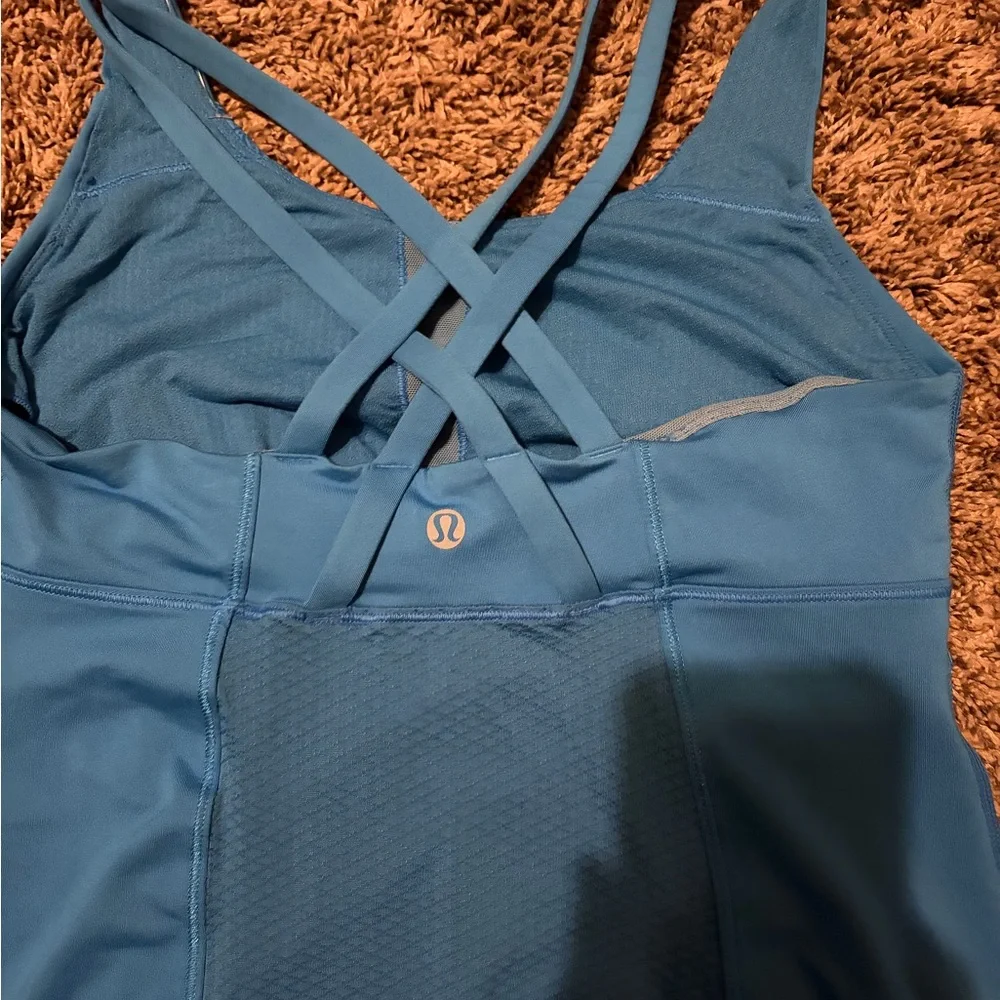 Lululemon blue tank with built in bra - Picture 3 of 4